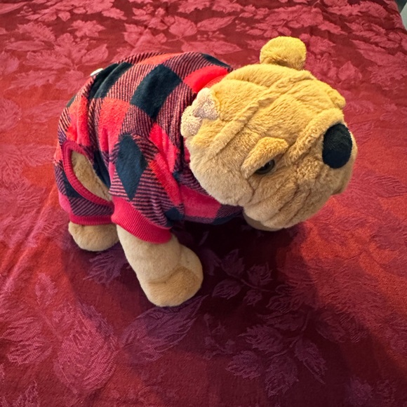 Red plaid Buffalo dog pajamas/clothing size small 7-11lbs - Picture 2 of 11